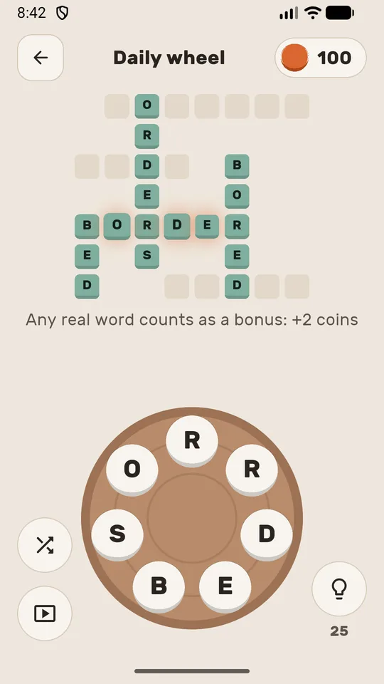 A found word glowing into the crossword